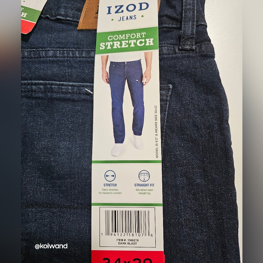 IZOD Men's Comfort Straight Jeans Stretch - Picture 14 of 16